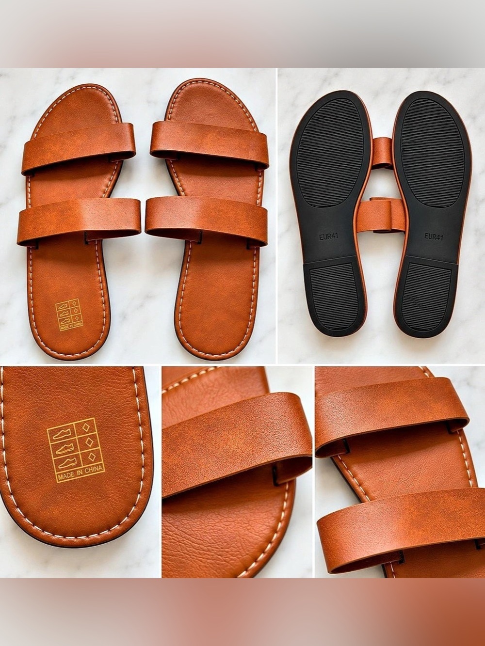 Women's Brown Double-Band Sandals brand new